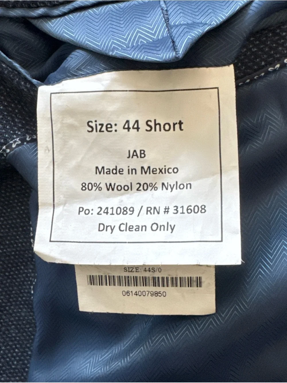 Jos A Bank Reserve Blue Sport Coat Jacket Italy Tollegno 1900 Wool / Nylon 44 S